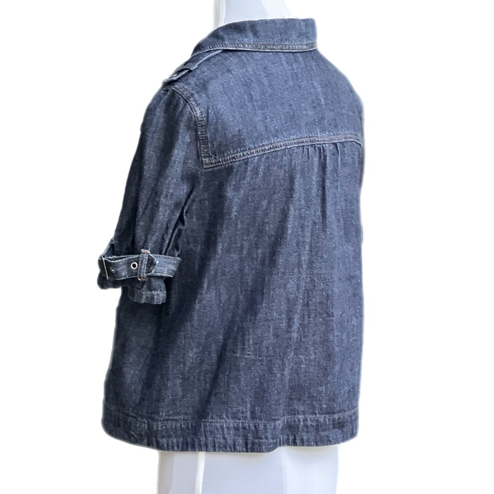 Ann Taylor Loft Denim Jean Jacket Short Sleeves LP Pettite Large Lg - Picture 4 of 12